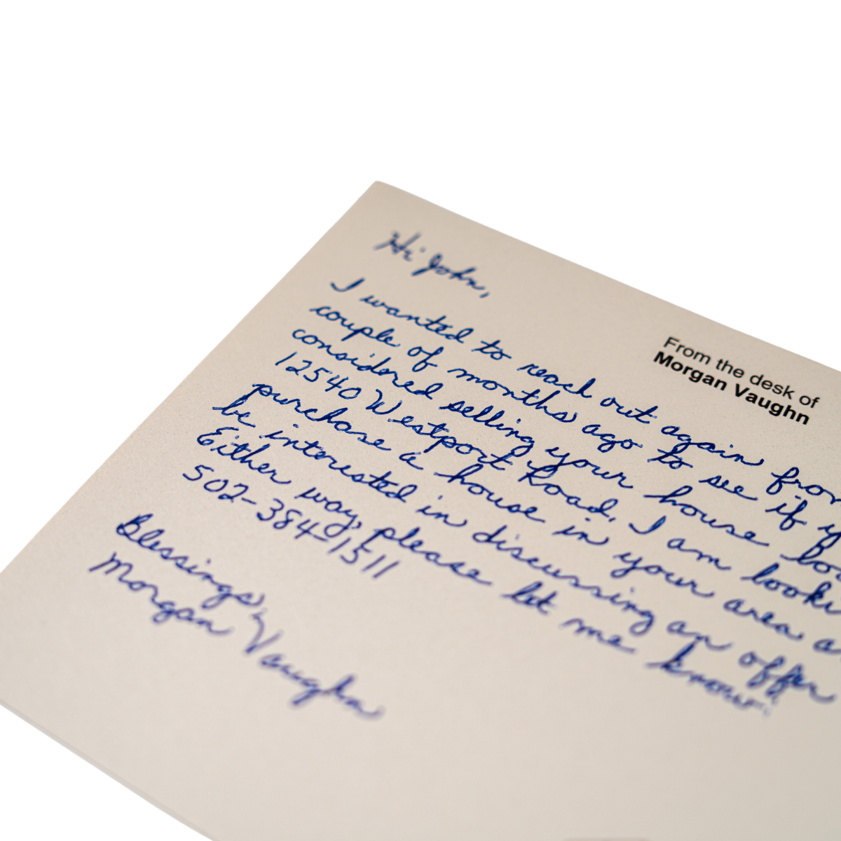 Handwritten mail sample 6 — written by the Uniprod handwriting machine