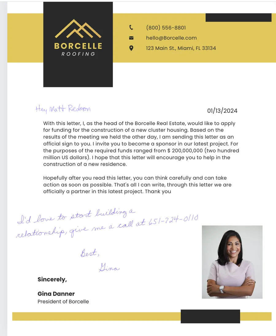 Handwritten mail sample 8 — written by the Uniprod handwriting machine