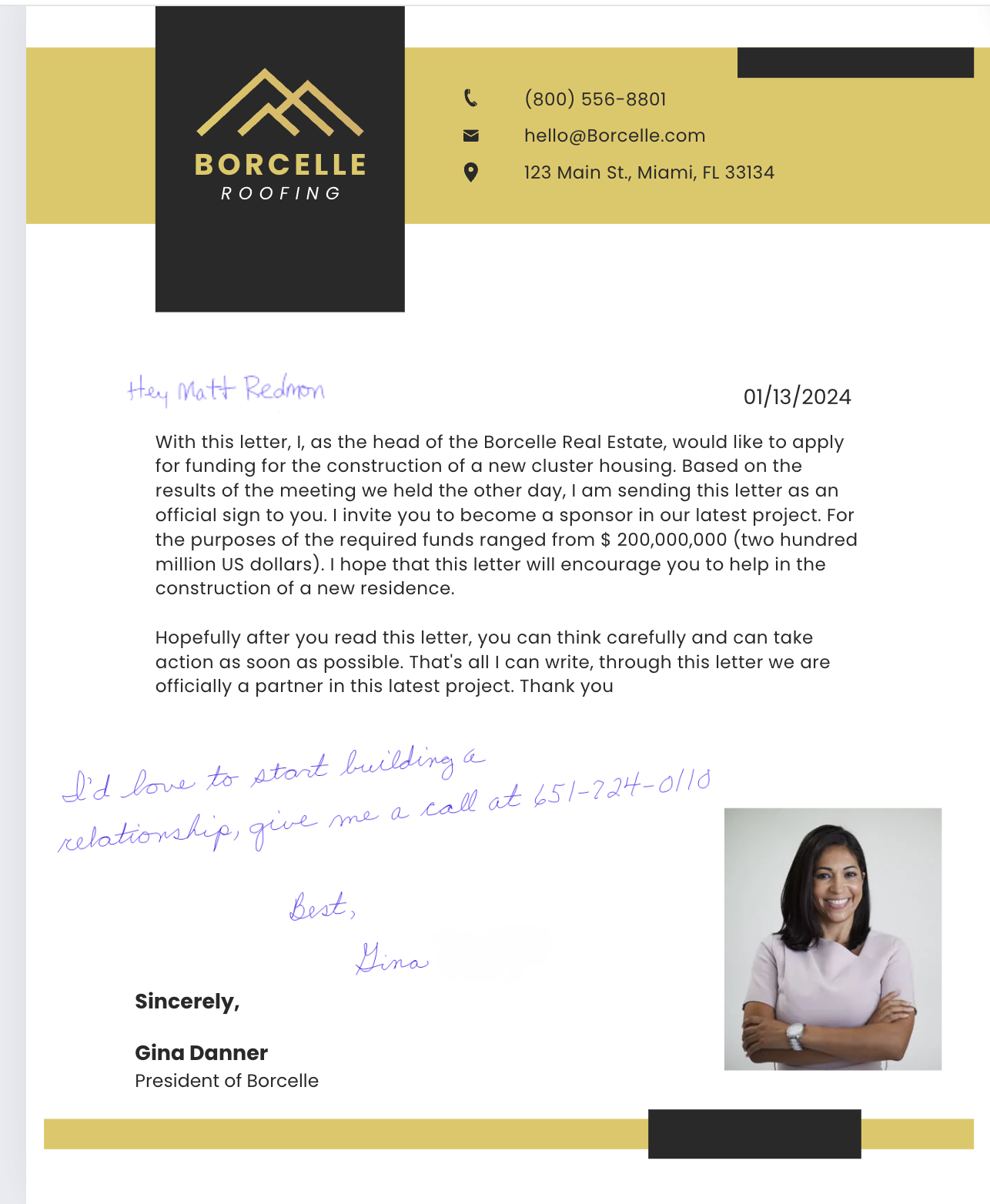 Handwritten mail sample 8 — written by the Uniprod handwriting machine