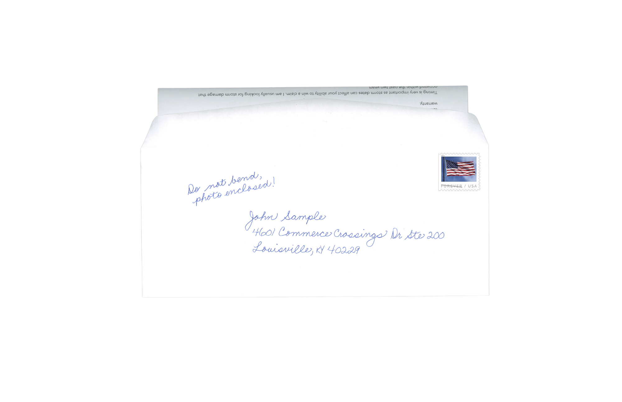 Handwritten mail sample 9 — written by the Uniprod handwriting machine